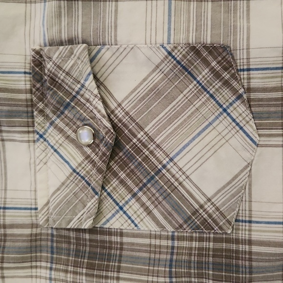 AEROPOSTALE Blue & Gray Plaid Snap Button-Up Shirt - Picture 4 of 5